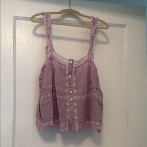 LoveShackFancy Pink Lace Tank Top